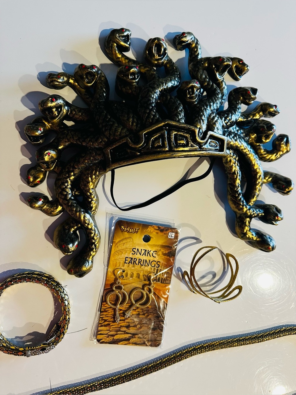 Greek Goddess Medusa Headdress Adult Costume Accessories Belt Earrings Arm Bands